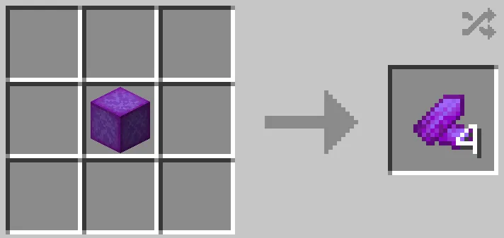 Crafting recipe for Dark Energon Shards from a block